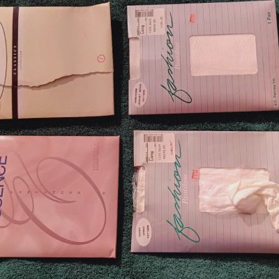 4 Pair ALMOST VINTAGE PANTYHOSE SZ LONG J C PENNY VARIOUS COLORS #AT09