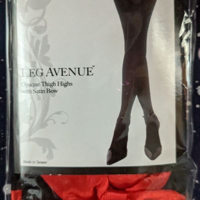 Leg Avenue Opaque Bow Top Thigh High Stockings  Style 6255 - One Size - New