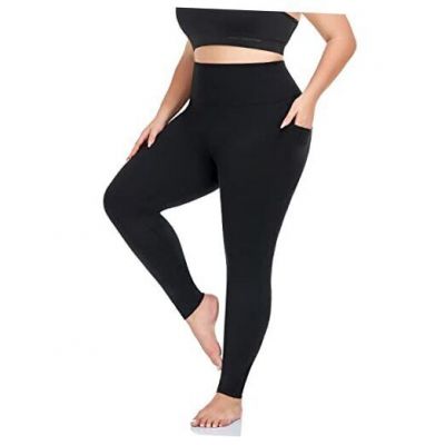 Plus Size Leggings for Women with Pockets-Stretchy X-4XL XX-Large 01 Black