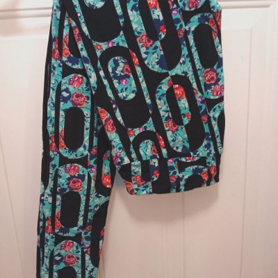 lularoe tc leggings tall floral black geometric 12-18