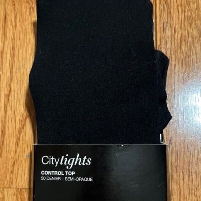 NY And Co Black Control Top Tights Medium NWT