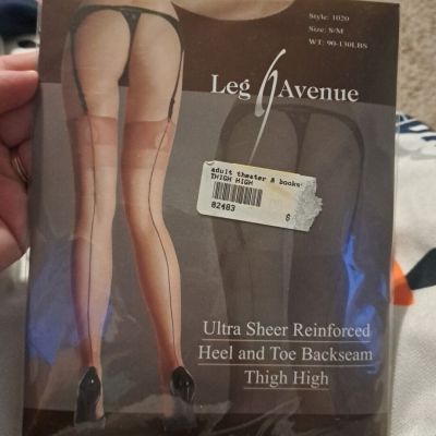 Leg Avenue Style 1020 Size S/M Ultra Sheer Reinforced Heel And Toe Backseam...