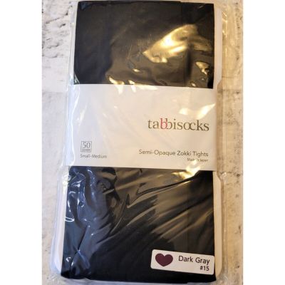 Tabbisocks Womens Semi Opaque Zokki Tights Preppy Size Small/Medium Dark Gray