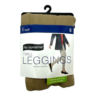 No Nonsense Khaki Twill Leggings No Show Coverage Size Small Classic Style