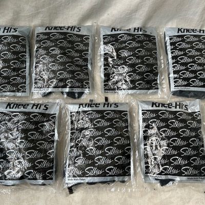 Silkies Knee Hi's Nylon Jet Black New 001008 Lot of 7 Packs