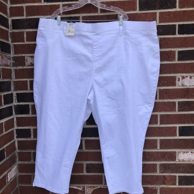 TERRA & SKY WHITE STRETCH PULLON CAPRI JEGGING  Sz 4X (28W-30W)