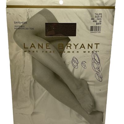 Lane Bryant Invisible Reinforced Toe Pantyhose Taupe Size B Daysheer