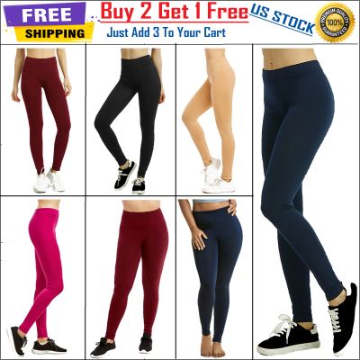 Women’s Leggings Soft Stretchy Ribbed Waistband Long Workout Yoga Pant Fitness