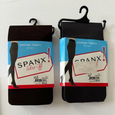 SPANX TAKES-OFF Women's Shaping Nylon Footless Tights~ Size D ~ Gray & Brown NWT