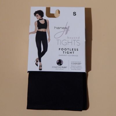 Womens Black Hanes beyond Tights size S/Footless Tight Darkest Coverage