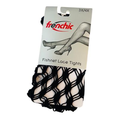 NWT Frenchic Womens Y2K Fishnet Lace Sexy Tights Black Super Stretch 3X/4X