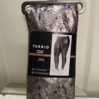 Torrid Gunmetal Size 6 Full Length Signature Waist Crackle Leggings New w/ Tags