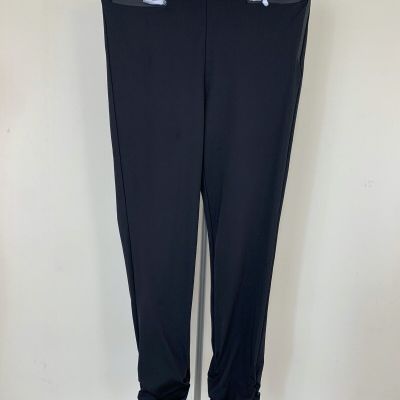 Zara BLACK PANTS Power Stretch Leggings   With Gathered Hems SIZE XS B770