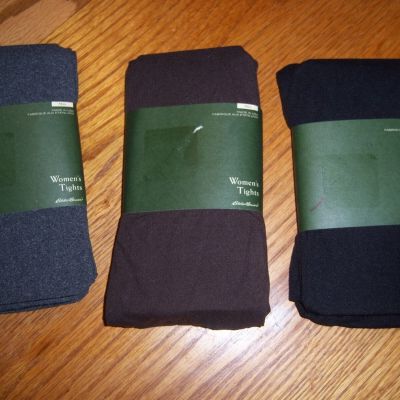 Three Pair of EDDIE BAUER Tights Size Tall Gray Brown Black NEW Free Ship