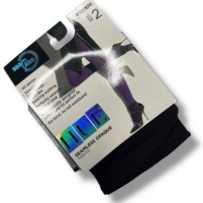 Hue Womens Size 2 Opaque Tights Espresso 1 Pair 40 Denier Seamless