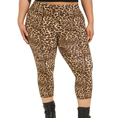 Betsey Johnson Torrid Leopard Print Capri Leggings Plus Size 4X -26-