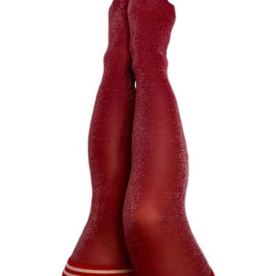 Kixies Holly Cranberry Shimmer Thigh High Stockings Stay up Size D