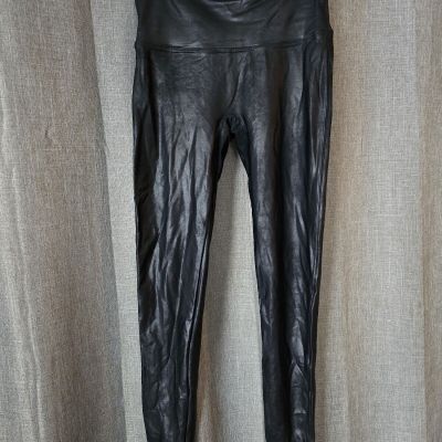 SPANX Faux Leather Ankle Leggings Women's Size L Very Black 50184R