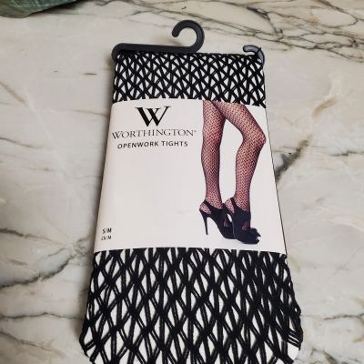 New Worthington Black Open Work S/M Stretch Tights