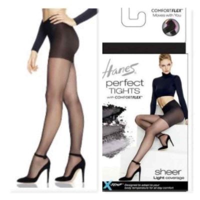 (2) Hanes Premium Black ComfortFlex Perfect Tights Pantyhose Size Medium NIP