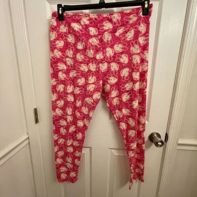 LuLaRoe Pink Disney Mickey Mouse Leggings Size Tall & Curvy 2 (18-26)