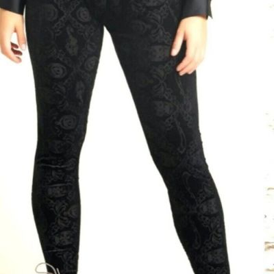 Harry Potter Dark Arts Velvet Semi-Sheer Burnout Legging Medium Black Goth Rock