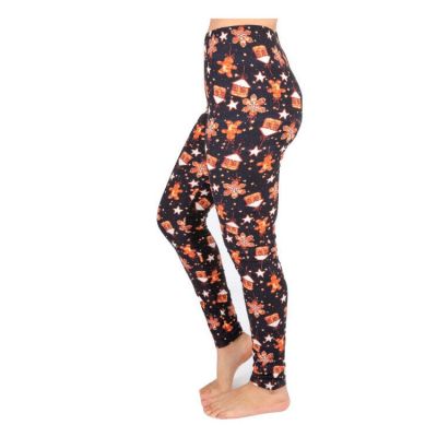 Christmas Print Peach Skin Women's Full Length Patterned Fashion Leggings