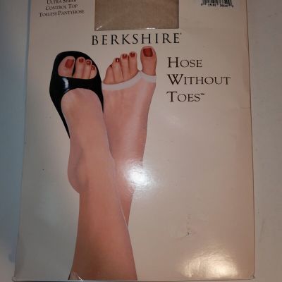 BERKSHIRE HOSE W/OUT TOES CONTROL TOP ULTRA SHEER TOELESS NUDE PANTYHOSE SIZE 2+