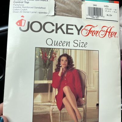 Jockey For Her Vintage 1993 Queen Size Sand Control Top Pantyhose Sheer Comfort