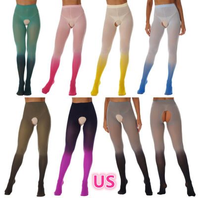 Women Sheer Hollow Out Thigh High Pantyhose Tight Gradient Color Footed Stocking