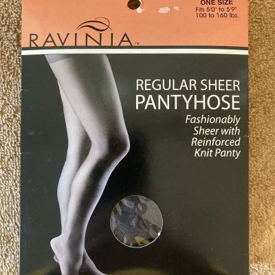 RAVINIA Regular Sheer Pantyhose OFF BLACK Reinforced Panty Sheer Toe - ONE SIZE