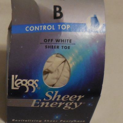 1  L'eggs Sheer Energy Control Top Hosiery Panty Hose Off White size B 66505 VTG