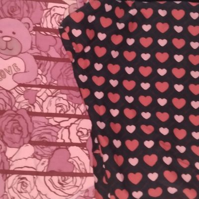 2 pairs of NEW LuLaRoe Valentines Leggings Size TC ( 12-18 ) Hearts Teddy Bears