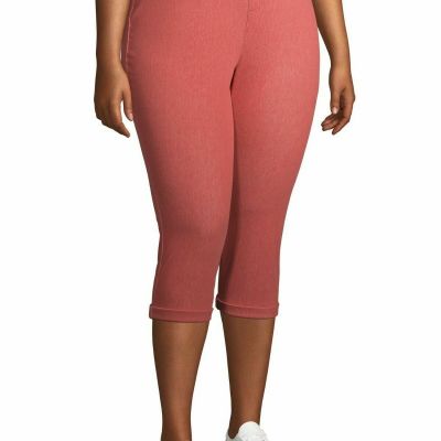 Women's Leggings Capri Plus Size 5X (32W-34W) Mid Rise Fitted Red Terra & Sky