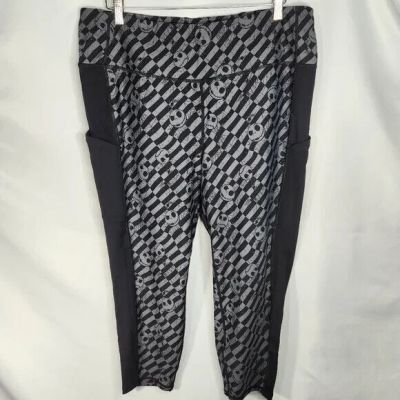 Disney Jack Skellington Black & Grey Cropped Leggings Side Pockets Plus Size 3X