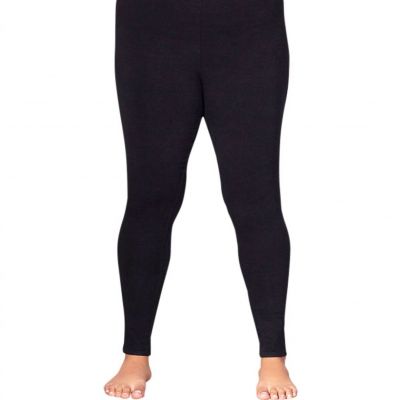 On The Plus Side plus size solid cotton lycra leggings in Black