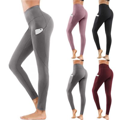 Women Leggings Yoga Pants High Waisted Pockets Anti-cellulite Butt Soft Stretch