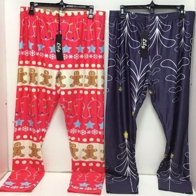 Christmas Holiday Lightweight Legging Pants Lot Of 2 Womens Size 2XL