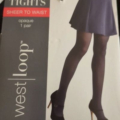 New pack- West Loop - opaque tights sheer to waist 1 pair M black