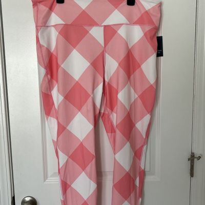 Crown Ivy Sz XXL Sport Leggings NWT Coral Check