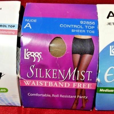 Leggs Pantyhose 3 Prs Sheer Energy, Silken Mist Size A, NIB