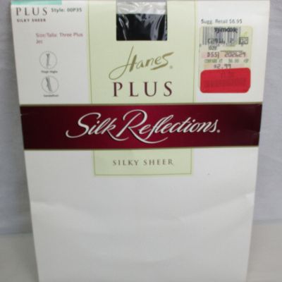 NWT Hanes Plus Silk Reflections Nylon Stockings Sheer 3 Plus Jet Thigh Highs