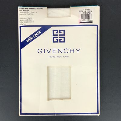 Givenchy Body Gleamers Pantyhose Size C Large White Control Top Sheer Shimmery