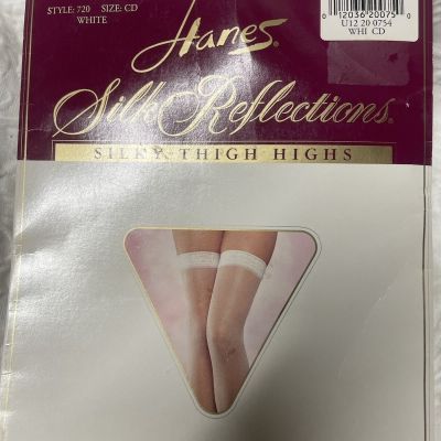 NWT(156) Hanes Silk Reflections Silky Thigh tights Size CD White