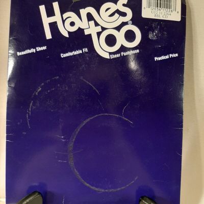 Hanes Too Reinforced Toe Control Top Pantyhose Style 136 Size CD Barely Black VT