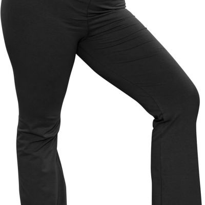 STRETCH IS COMFORT Women Plus Size High Waist Cotton Bootcut Yoga 3X, Black