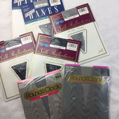 Hanes Silk Reflections & More Pantyhose Grays AB and B Lot nylons 7 pairs