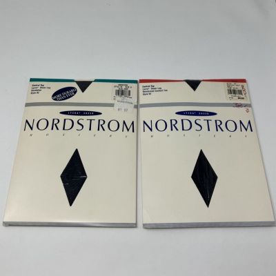 Lot Of 2 Nordstrom Control Top Lycra Sheer Leg Pantyhose 92 & 93 Size A Blue