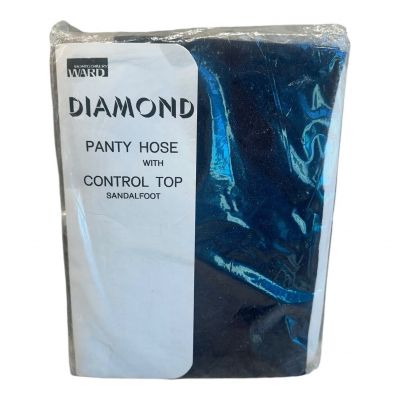 Montgomery Ward diamond pantyhose with control top sandal foot size 2 black