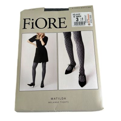 FIORE Melange Matilda / Black 40 Den Pantyhose Patterned Tights Sz 3 / M